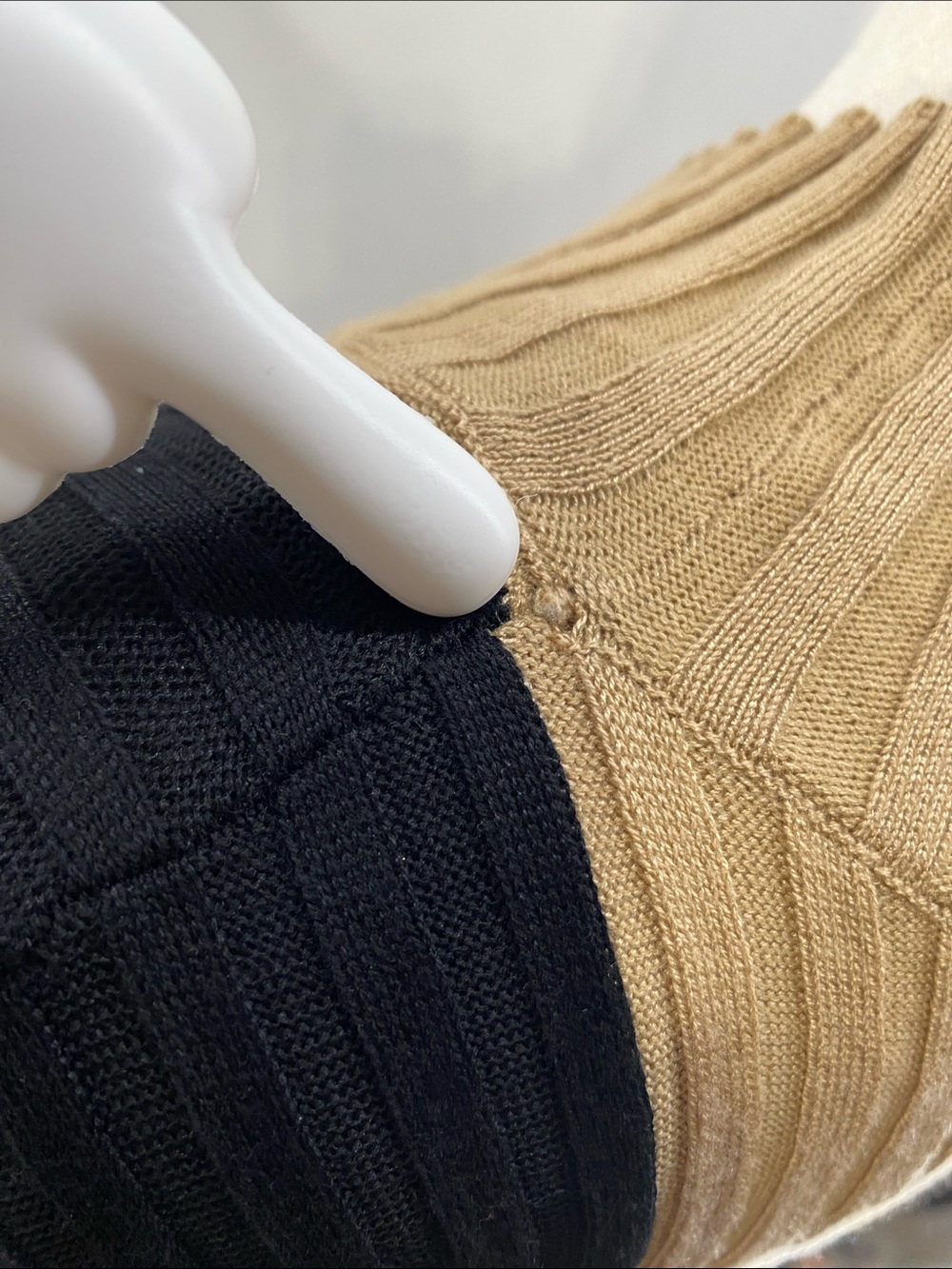 LANE BRYANT Tan/Black Colorblock Stretchy Ribbed Maxi—Mock Turtleneck—Sz 18/20 - Picture 13 of 15